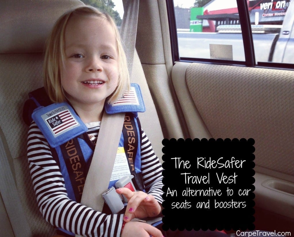 Review of The RideSafer travel vest. Great, safe and easy way to avoid traveling with carseats and boosters. 