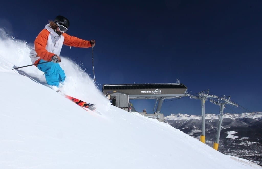 Imperial Express chairlift at Breckenridge ski area is the highest chairlift in North America