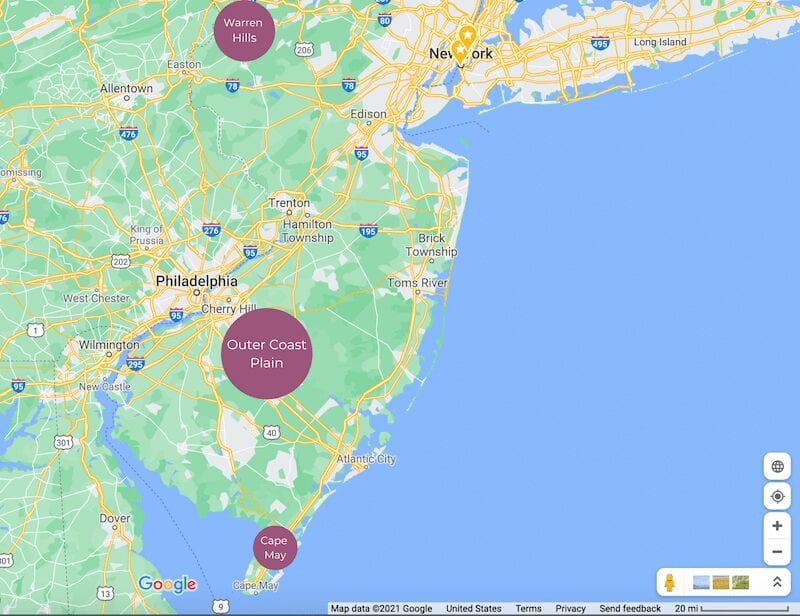 NJ Wineries AVA Map