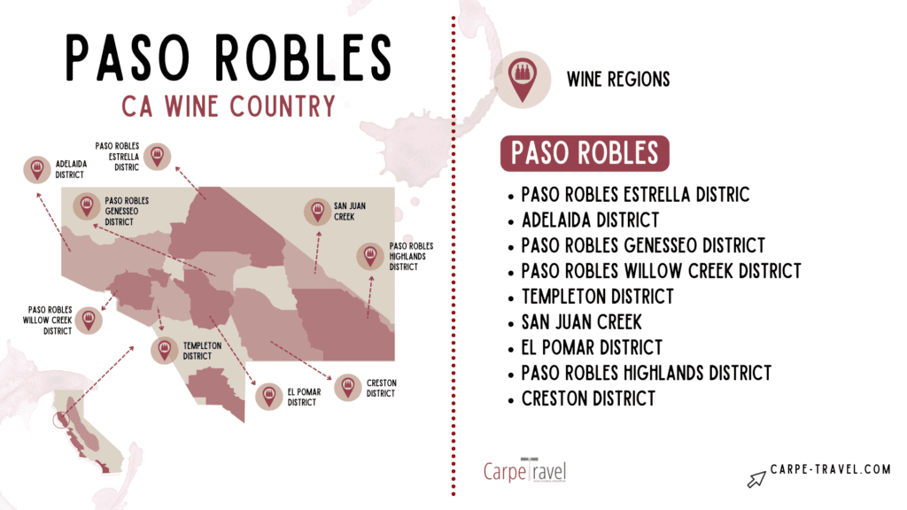 AVAs in Paso Robles - map of wine regions in Paso Robles