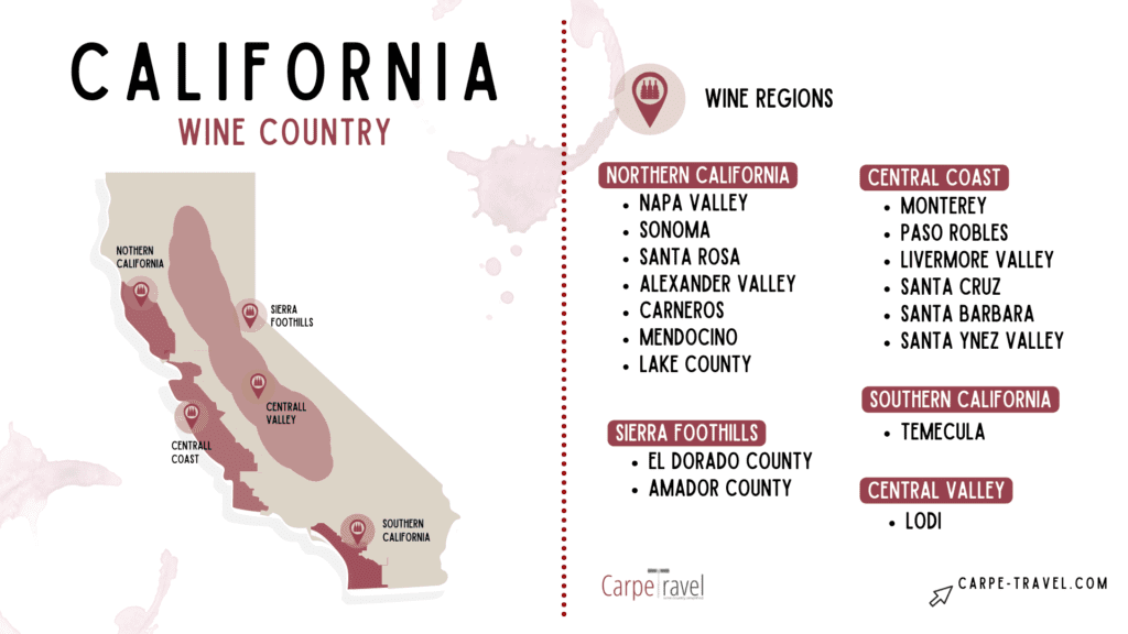 Map of AVAs in California - wine regions in CA