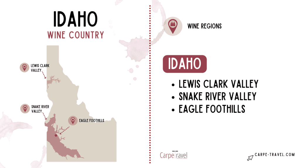 Idaho wine map AVAs in Idaho