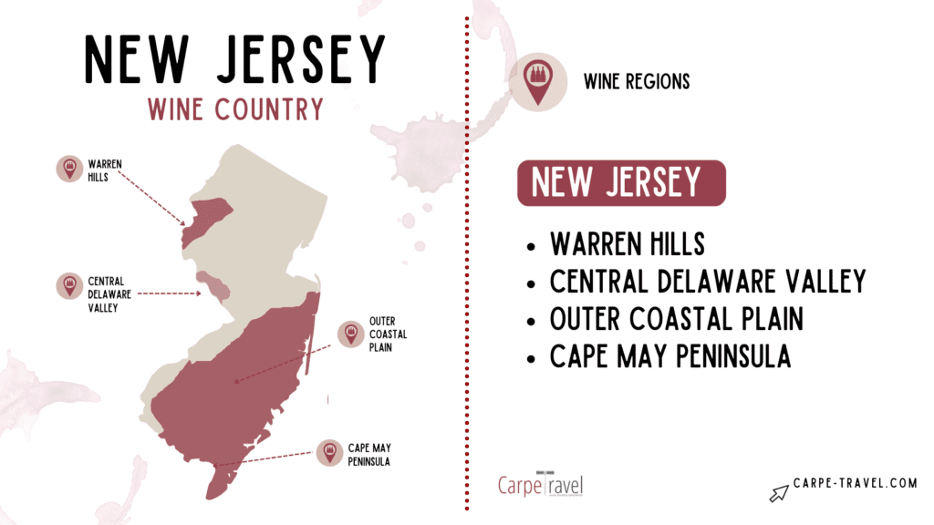 AVAs in New Jersey - wine map of New Jersey