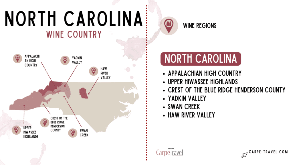AVAs in North Carolina - wine map of North Carolina
