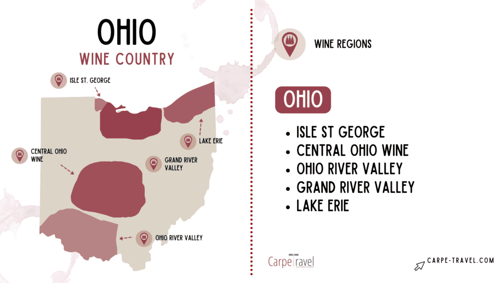 AVAs in Ohio - wine map of Ohio