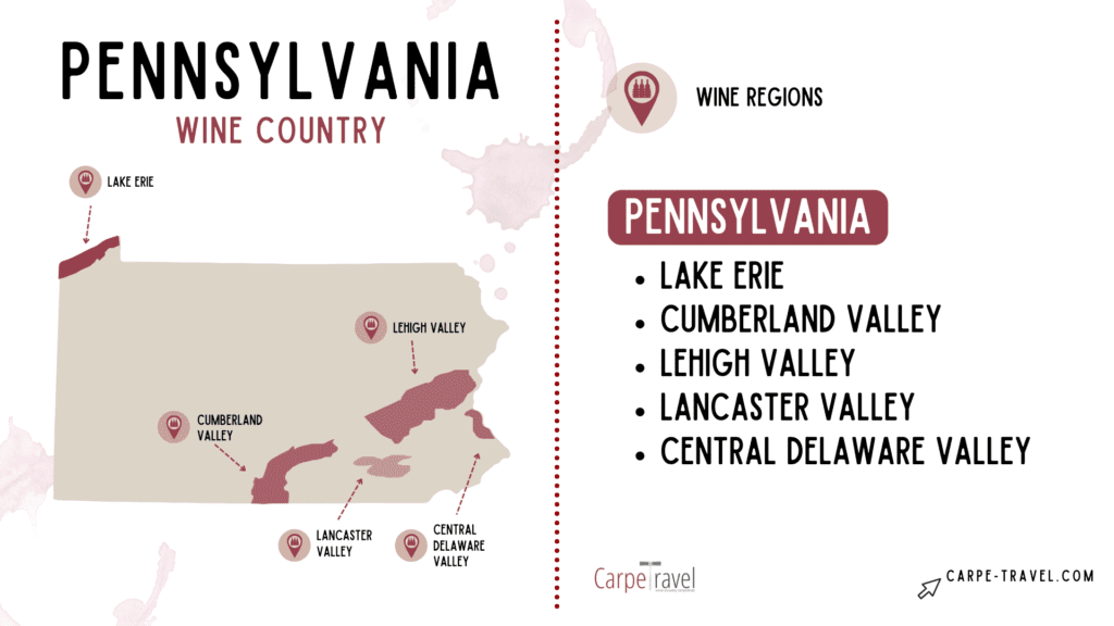 AVAs in Pennsylvania - wine map of Pennsylvania