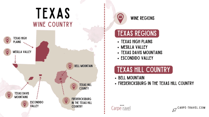 AVAs in Texas - wine map of Texas