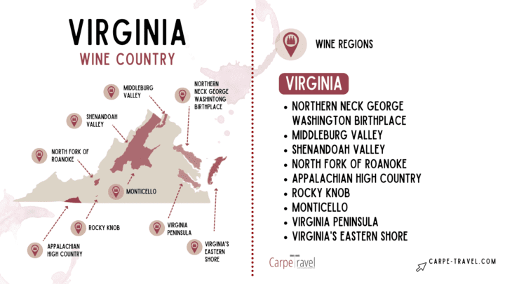 AVAs in Virginia - wine map of Virginia