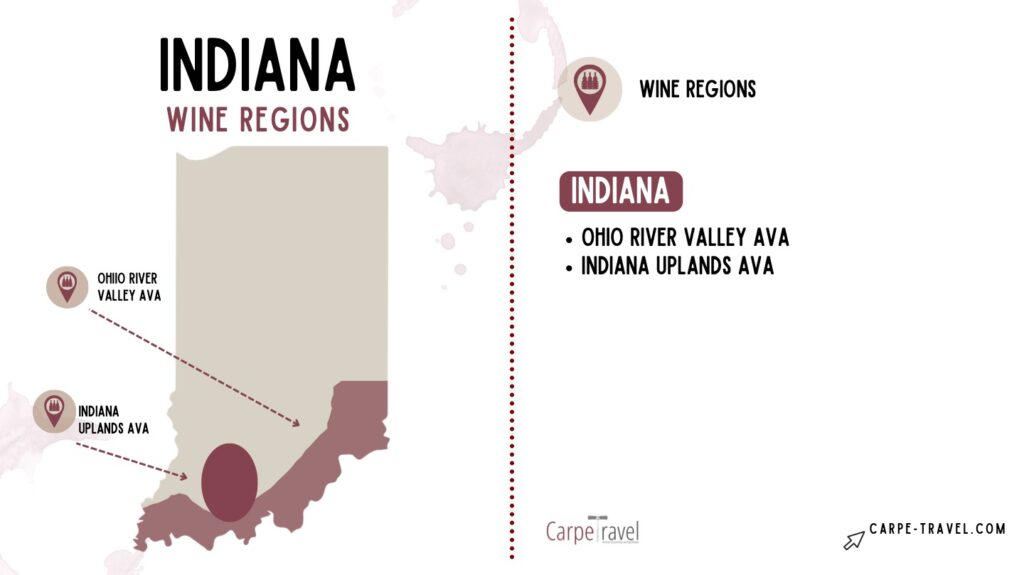 Indiana wine country - map of Indiana wine AVAs